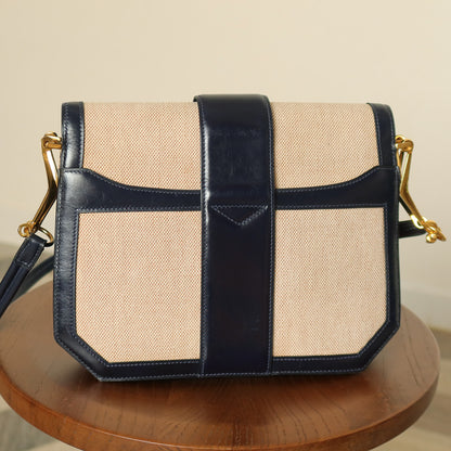 Vintage Hermès 1975 Toile Box Calf Leather 2way Bag