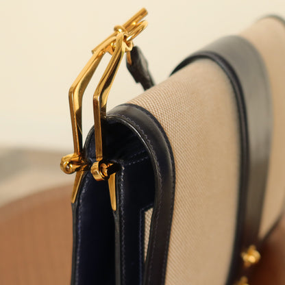Vintage Hermès 1975 Toile Box Calf Leather 2way Bag