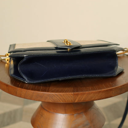 Vintage Hermès 1975 Toile Box Calf Leather 2way Bag