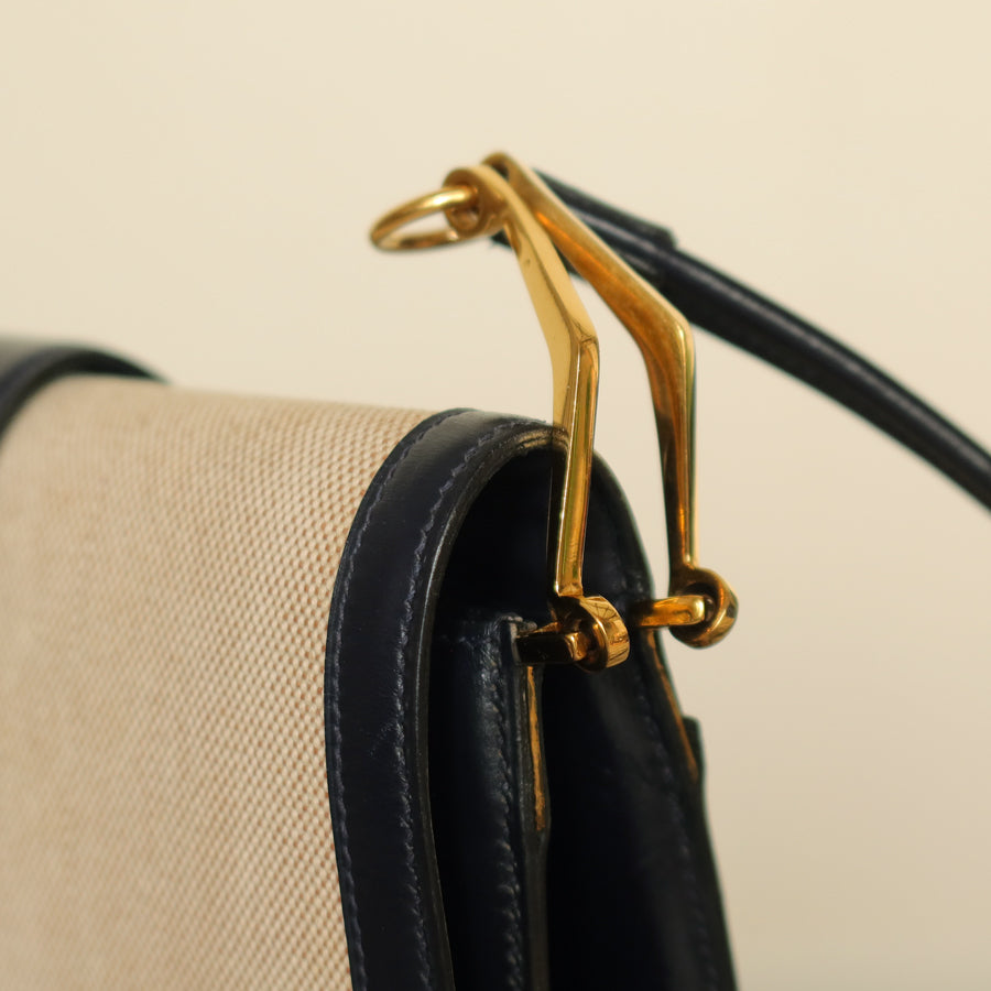 Vintage Hermès 1975 Toile Box Calf Leather 2way Bag