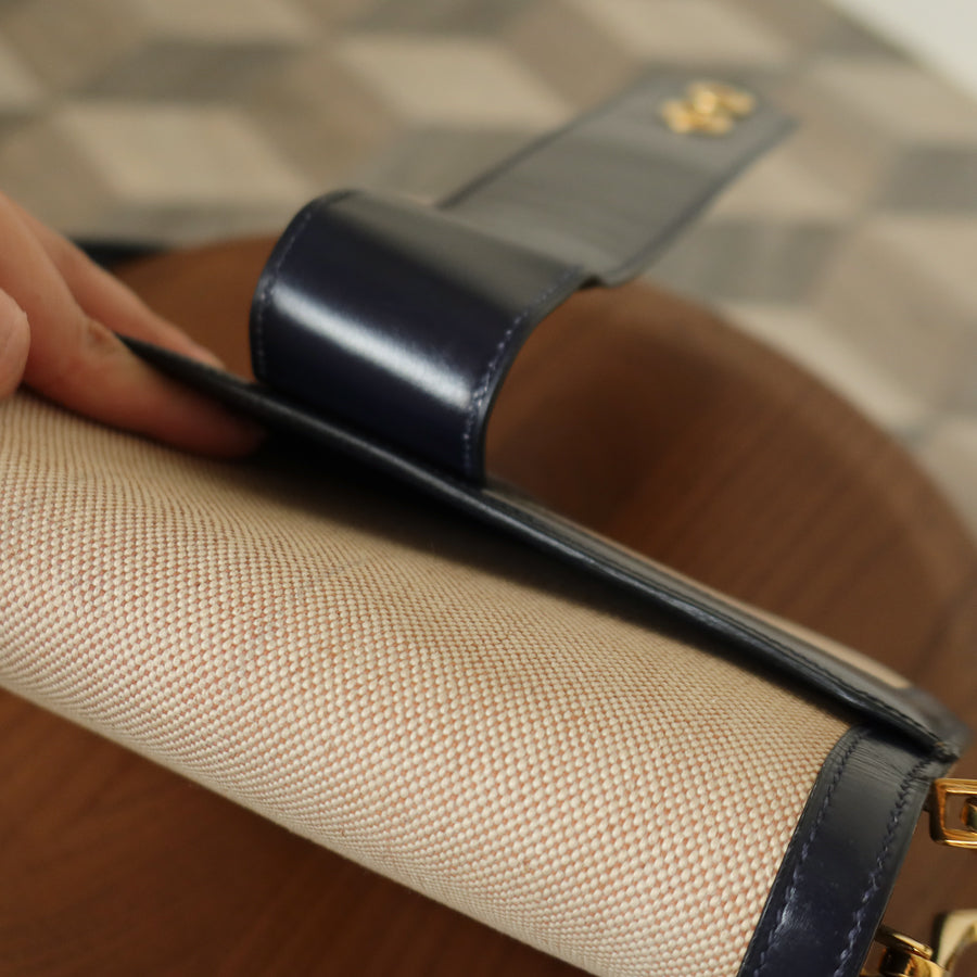 Vintage Hermès 1975 Toile Box Calf Leather 2way Bag