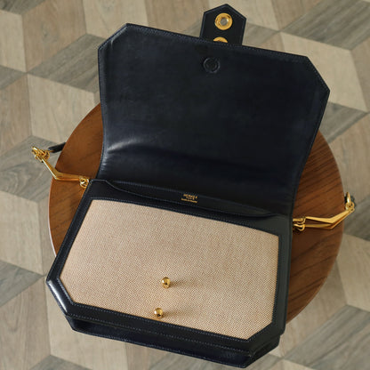 Vintage Hermès 1975 Toile Box Calf Leather 2way Bag