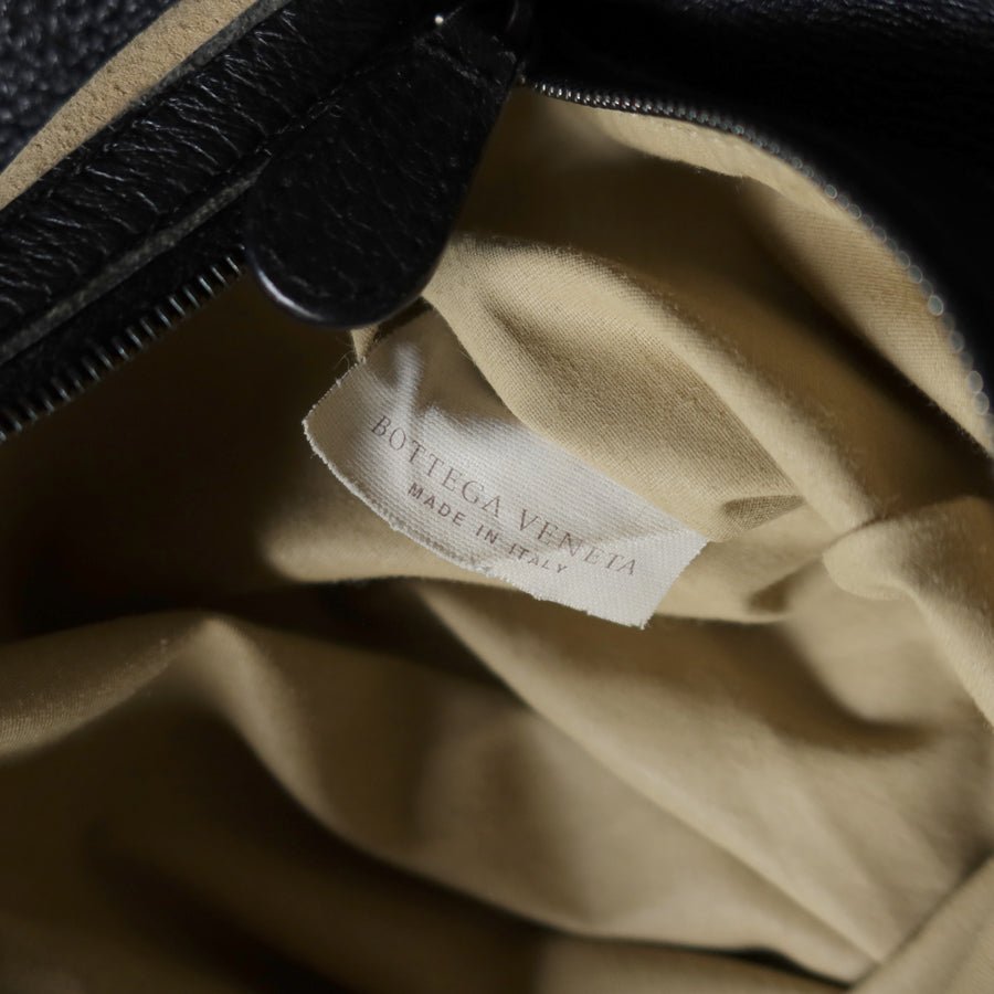 Bottega Veneta Vintage Black Intrecciato Leather Twisted Strap Hobo Shoulder Bag