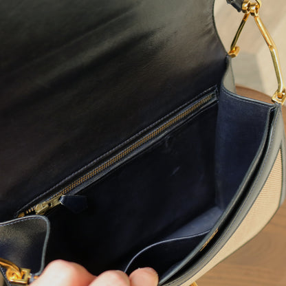 Vintage Hermès 1975 Toile Box Calf Leather 2way Bag