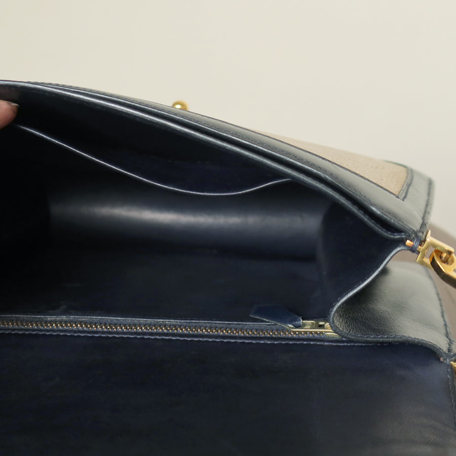 Vintage Hermès 1975 Toile Box Calf Leather 2way Bag