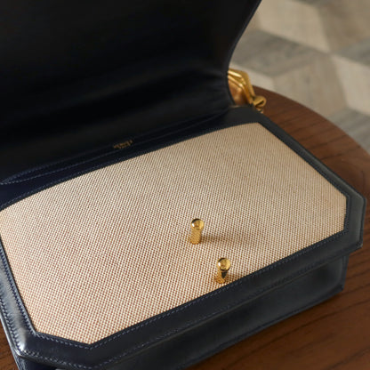 Vintage Hermès 1975 Toile Box Calf Leather 2way Bag