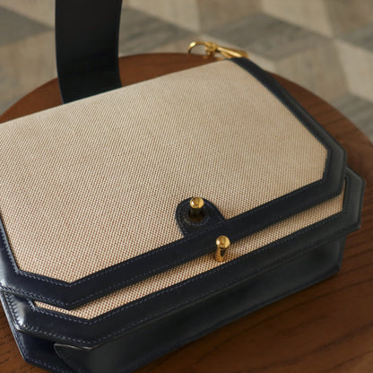 Vintage Hermès 1975 Toile Box Calf Leather 2way Bag