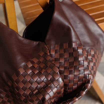 Rare Bottega Veneta Brown Dual tone Intrecciato Weave Shoulder Bag