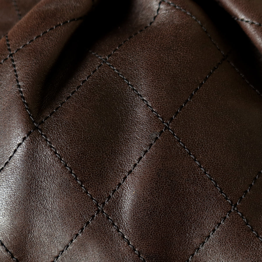 Chanel Vintage Dark Brown Lambskin Leather Quilted Weekend Bag