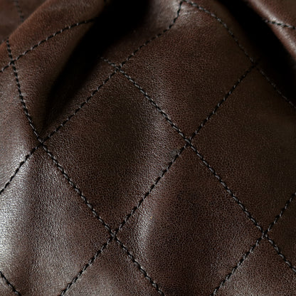 Chanel Vintage Dark Brown Lambskin Leather Quilted Weekend Bag