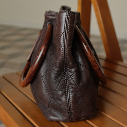 Chanel Vintage Dark Brown Lambskin Leather Quilted Weekend Bag