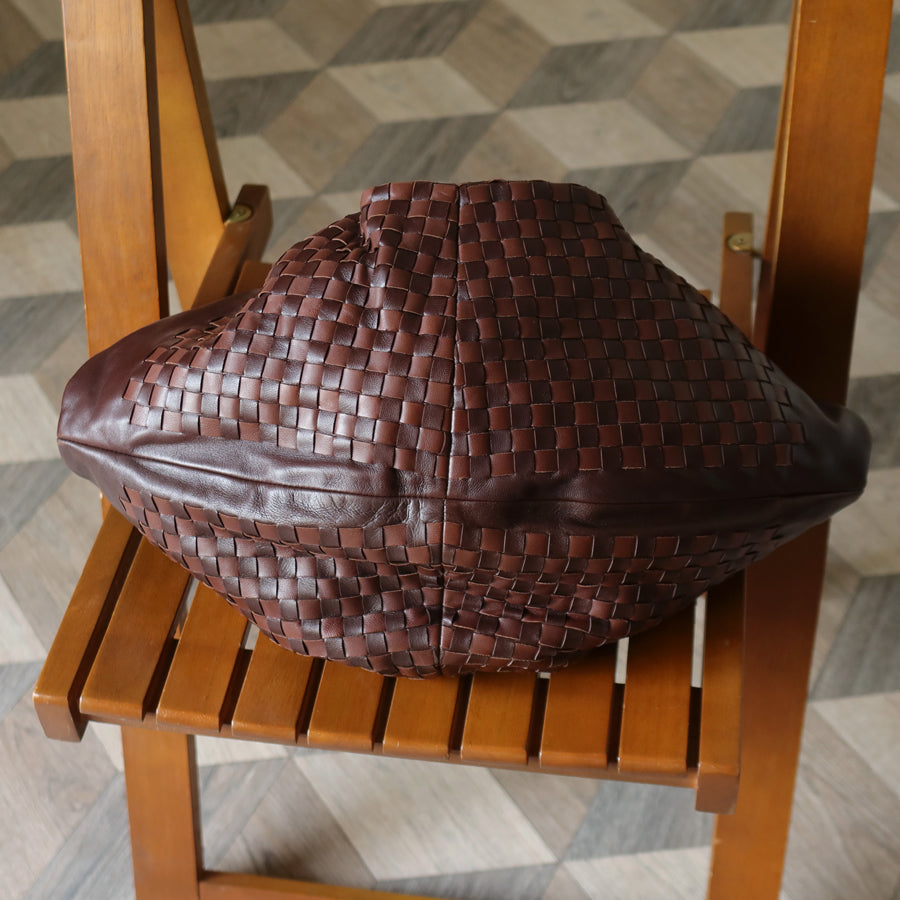 Rare Bottega Veneta Brown Dual tone Intrecciato Weave Shoulder Bag