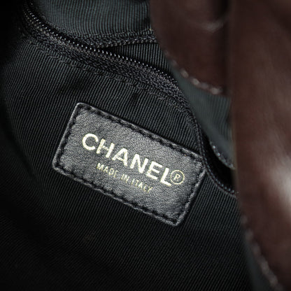 Chanel Vintage Dark Brown Lambskin Leather Quilted Weekend Bag