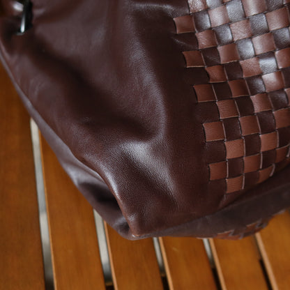 Rare Bottega Veneta Brown Dual tone Intrecciato Weave Shoulder Bag