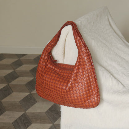 Rare Bottega Veneta Burnt Coral Orange Dual tone Intrecciato Weave Veneta Hobo Bag