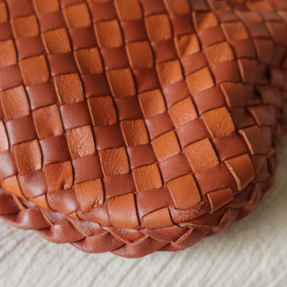 Rare Bottega Veneta Burnt Coral Orange Dual tone Intrecciato Weave Veneta Hobo Bag