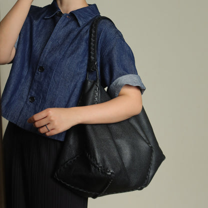 Bottega Veneta Vintage Black Intrecciato Weave Strips XL Hobo Shoulder Bag