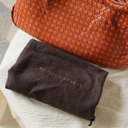 Rare Bottega Veneta Burnt Coral Orange Dual tone Intrecciato Weave Veneta Hobo Bag