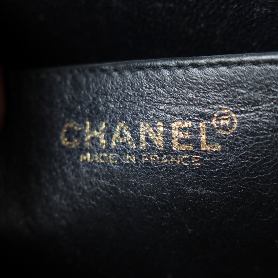 Chanel Vintage Black Lambskin Quilted CC Turn lock Shoulder Bag