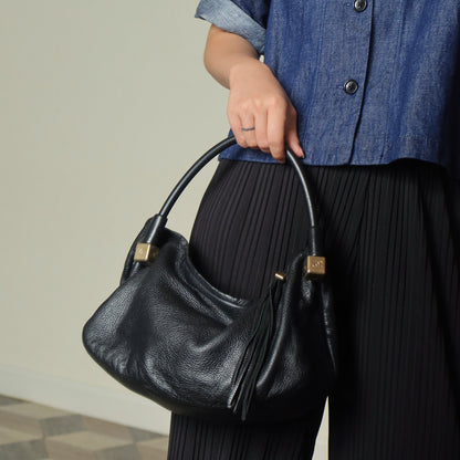 Chanel Vintage Black Calfskin CC Dice Fringe Charm 2way Hobo Bag S