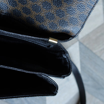 Celine Vintage Black Macadam Triomphe 2way Shoulder Bag