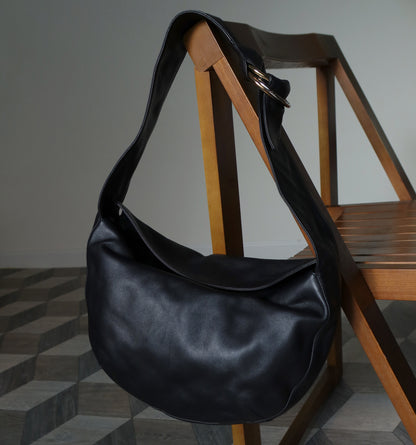Rare Cartier Trinity Ring Black Leather Shoulder Bag