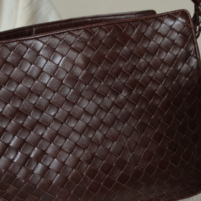 Bottega Veneta Vintage Brown Braided Knot Handle Intrecciato Shoulder Bag
