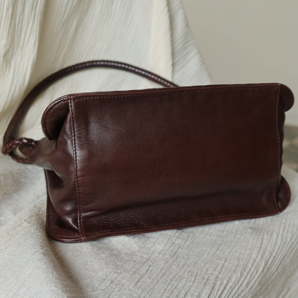 Bottega Veneta Vintage Brown Braided Knot Handle Intrecciato Shoulder Bag