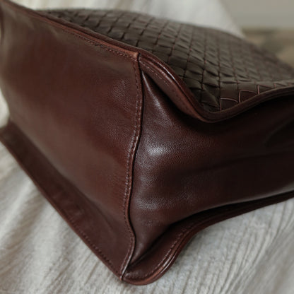 Bottega Veneta Vintage Brown Braided Knot Handle Intrecciato Shoulder Bag