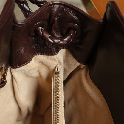 Bottega Veneta Vintage Brown Braided Knot Handle Intrecciato Shoulder Bag