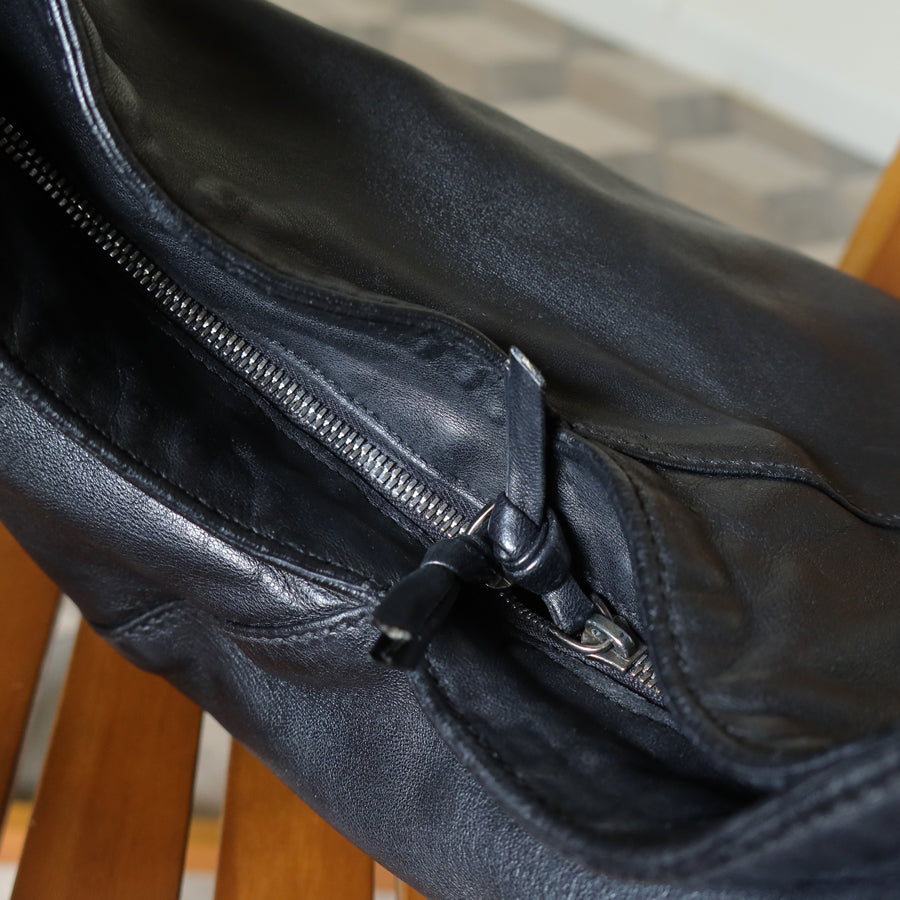 Bottega Veneta Vintage Black Leather Braided Strap Hobo Shoulder Bag