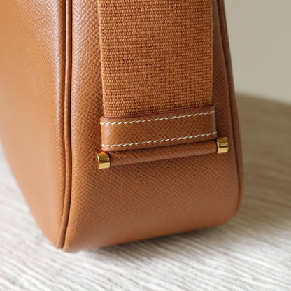 Hermès Vintage '90s Brown Courchevel Leather Tsako Shoulder Bag