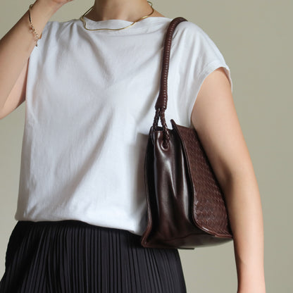 Bottega Veneta Vintage Brown Braided Knot Handle Intrecciato Shoulder Bag