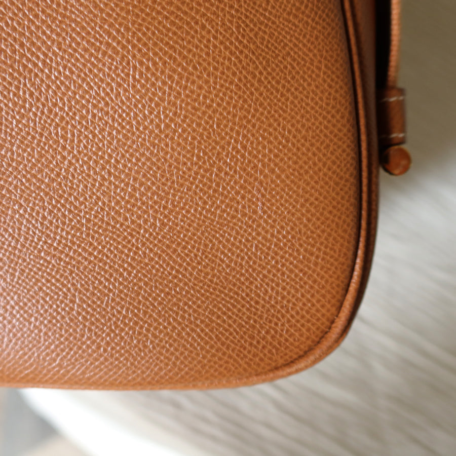Hermès Vintage '90s Brown Courchevel Leather Tsako Shoulder Bag