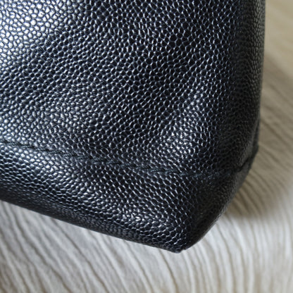 Chanel Vintage Black Caviar Leather Hobo Coco Mark Shoulder Bag S