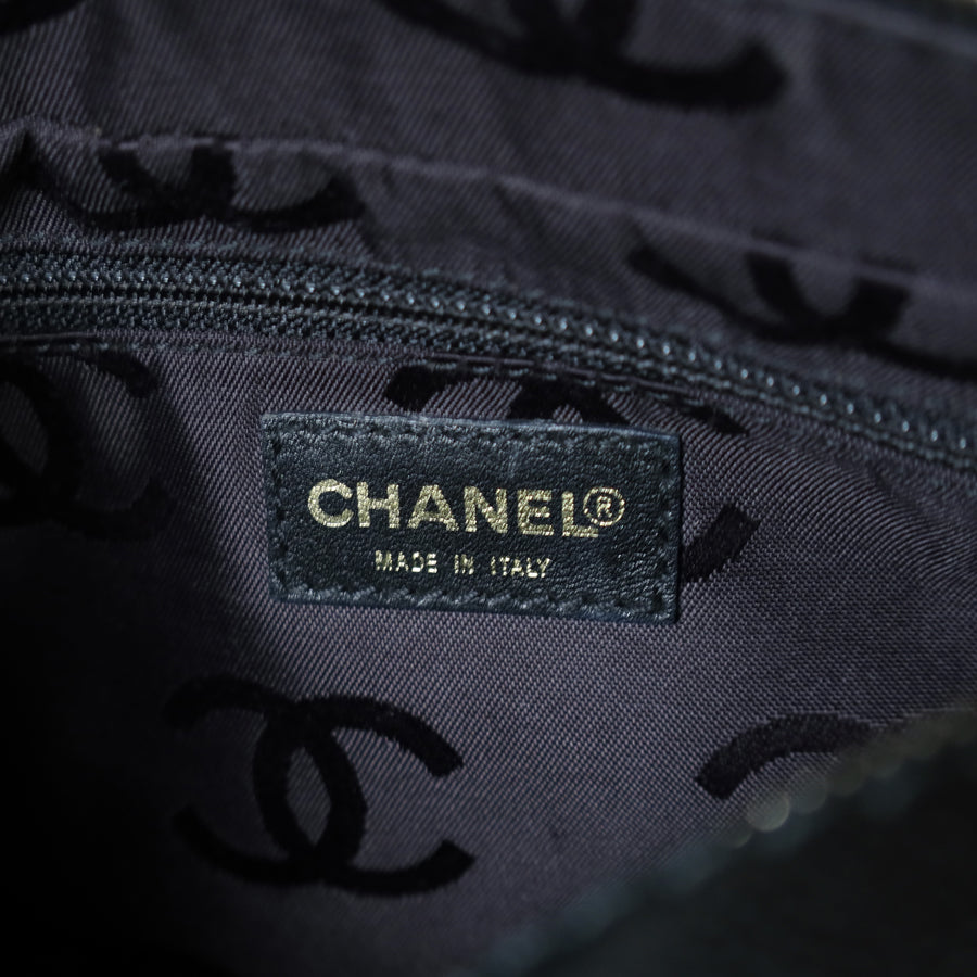 Chanel Vintage Black Caviar Leather Hobo Coco Mark Shoulder Bag S