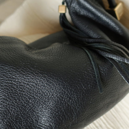 Chanel Vintage Black Calfskin CC Dice Fringe Charm 2way Hobo Bag S