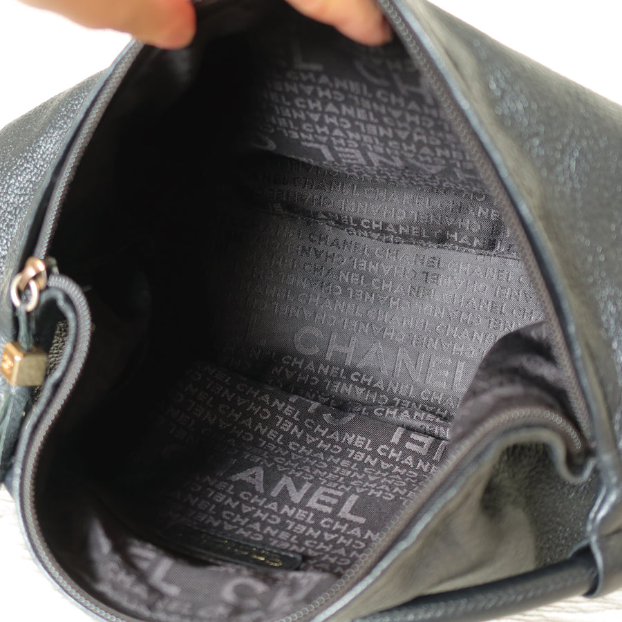 Chanel Vintage Black Calfskin CC Dice Fringe Charm 2way Hobo Bag S