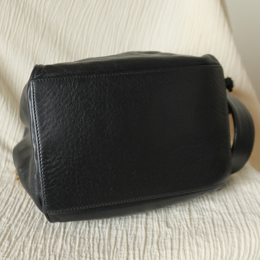 Chanel Vintage Black Lambskin Coco mark Crossbody Bucket Shoulder Bag