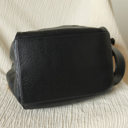 Chanel Vintage Black Lambskin Coco mark Crossbody Bucket Shoulder Bag