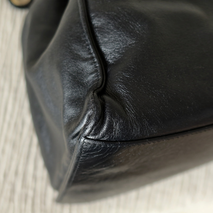Chanel Vintage Black Lambskin Coco mark Crossbody Bucket Shoulder Bag