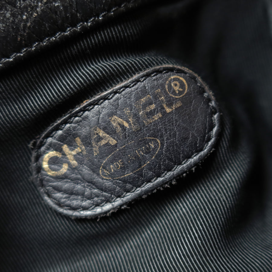 Chanel Vintage Black Lambskin Coco mark Crossbody Bucket Shoulder Bag