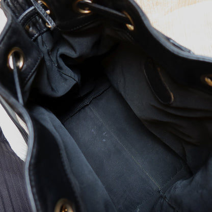 Chanel Vintage Black Lambskin Coco mark Crossbody Bucket Shoulder Bag