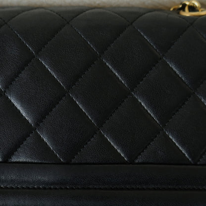 Chanel Vintage Black Lambskin Leather CC Tassel Double Rims Shoulder Flap Bag