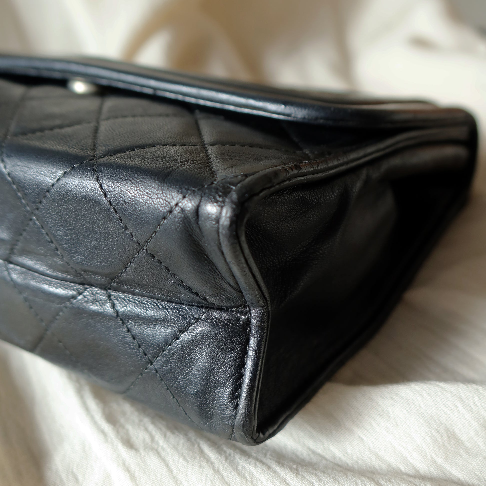Chanel Vintage Gold Chain Tassel Black Lambskin Flap Bag