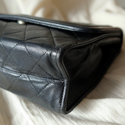 Chanel Vintage Gold Chain Tassel Black Lambskin Flap Bag