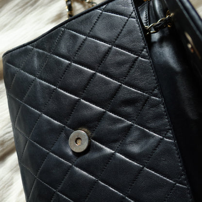 Chanel Vintage Gold Chain Tassel Black Lambskin Flap Bag