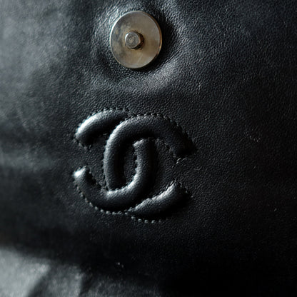 Chanel Vintage Gold Chain Tassel Black Lambskin Flap Bag