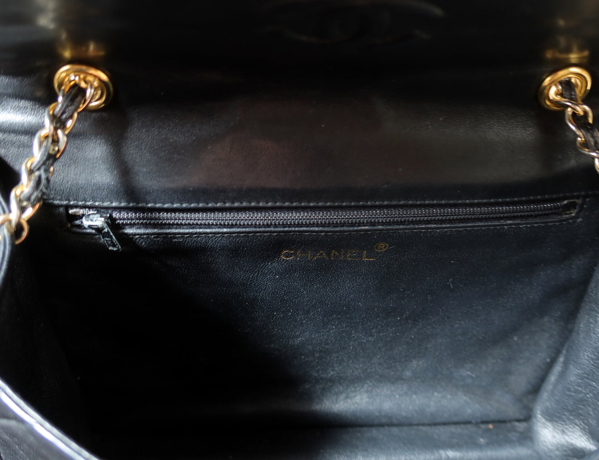 Chanel Vintage Gold Chain Tassel Black Lambskin Flap Bag