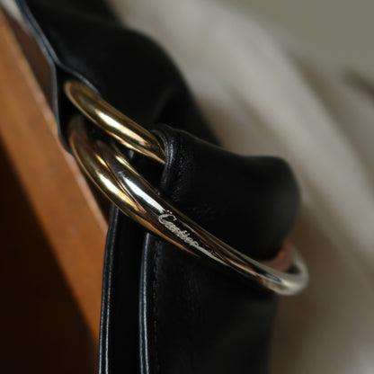 Rare Cartier Trinity Ring Black Leather Shoulder Bag